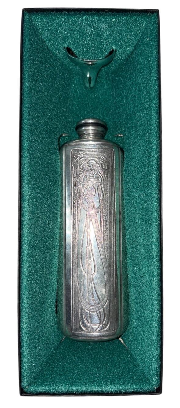 Vintage Charles Rennie Mackintosh Pewter Hip Flask Art Nouveau With Box